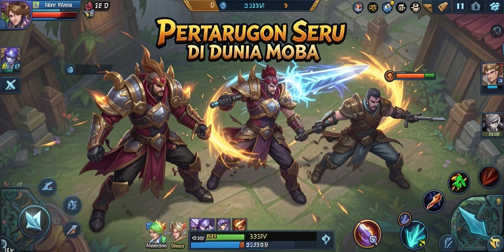 Tampilan gameplay epik di arena MOBA.