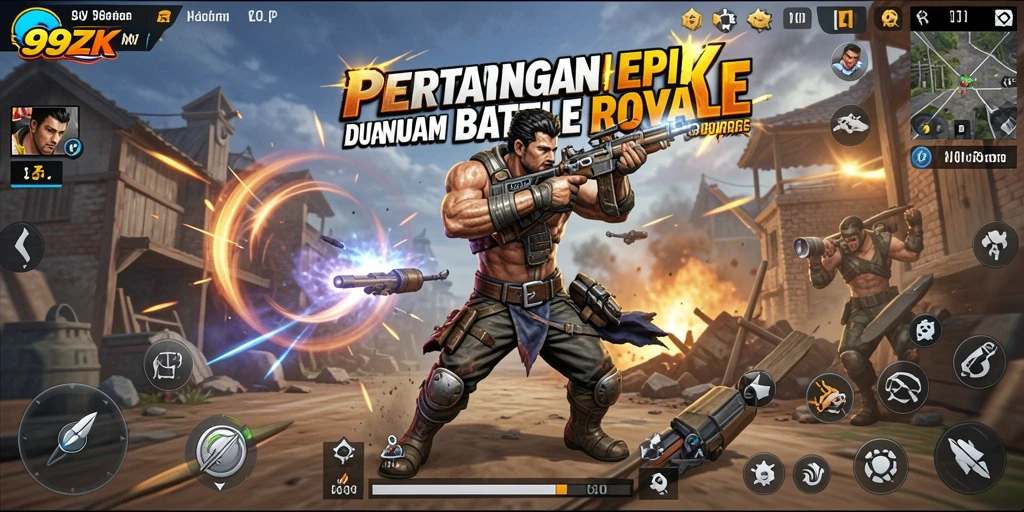 Gameplay intens di 99ZK dengan berbagai aksi Battle Royale.