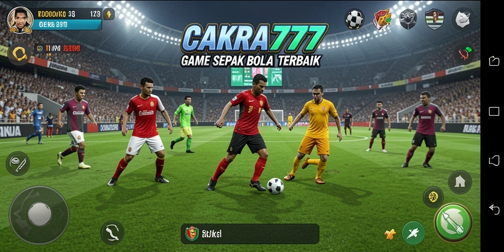 Tampilan gameplay menarik dari CAKRA777 yang menunjukkan serunya pertandingan sepak bola.