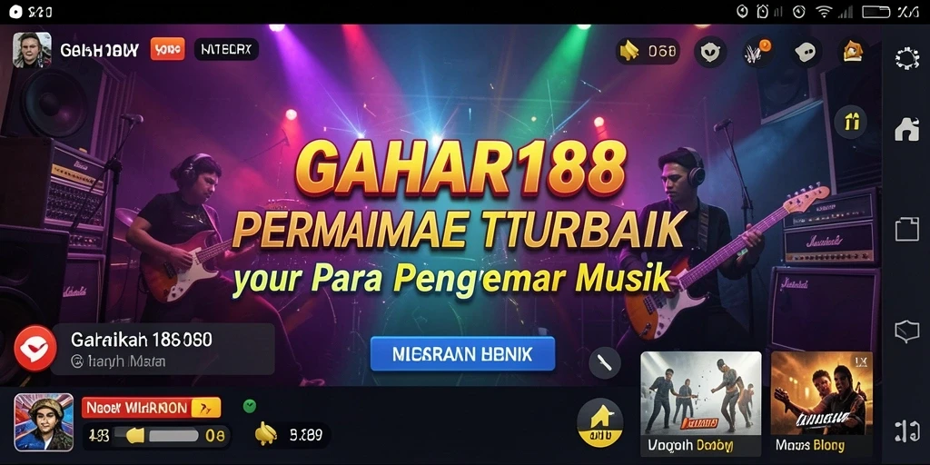 Screenshot GAHAR188 menunjukkan gameplay interaktif dengan berbagai pilihan lagu.