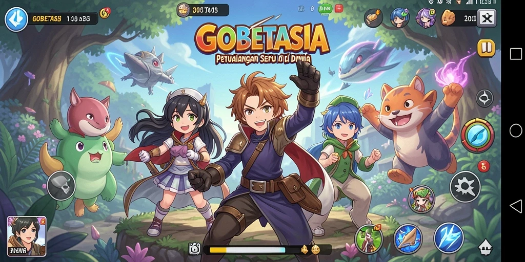 Tampilan gameplay GOBETASIA dengan karakter Anime yang dinamis.
