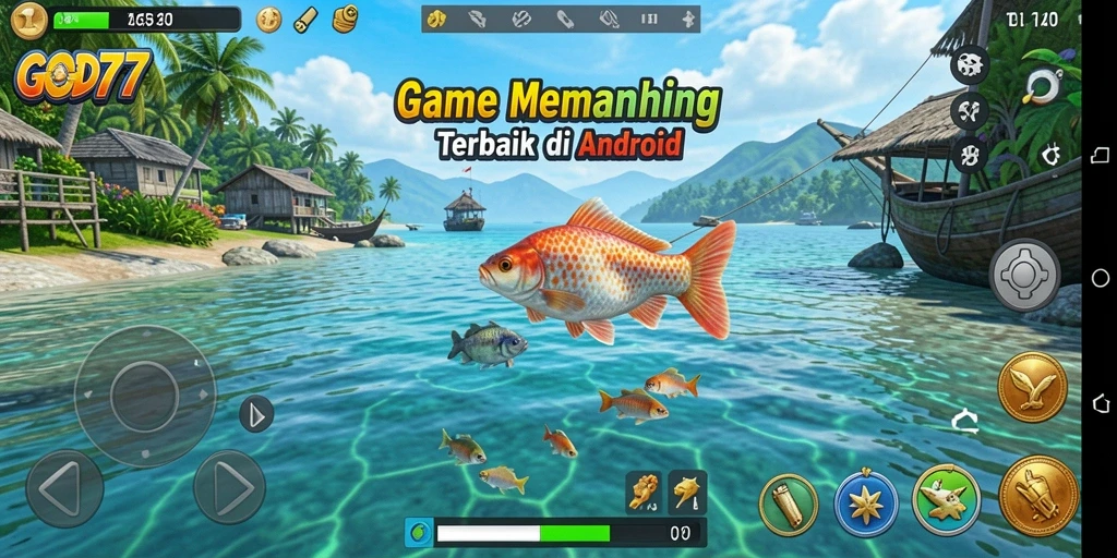 Tampilan gameplay GOD77 menampilkan momen seru saat memancing dengan berbagai ikan.