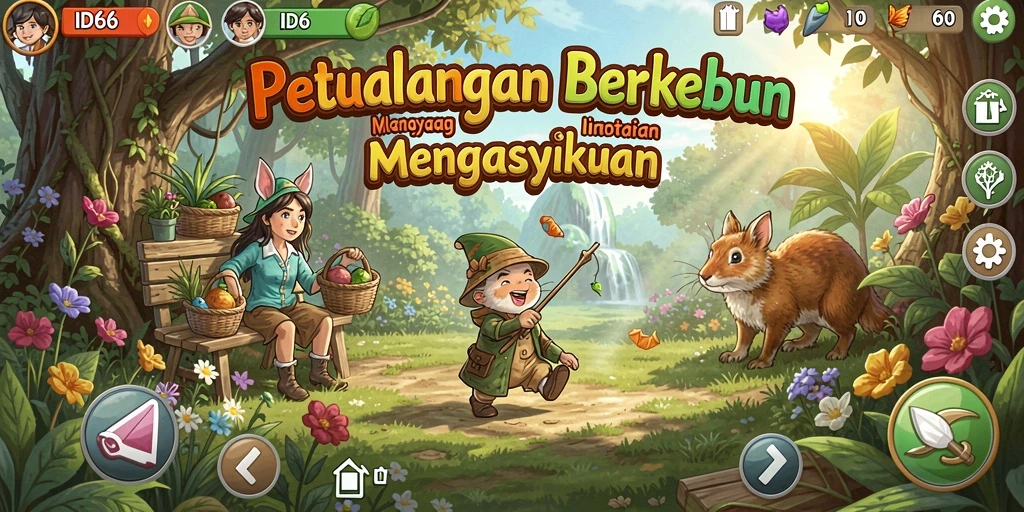 Screenshot ID66 menampilkan karakter dan ladang yang indah.