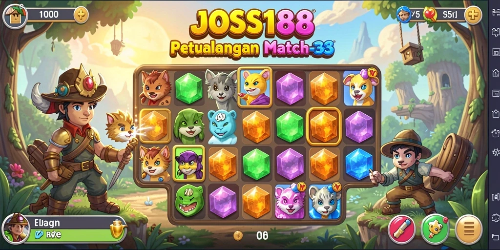 Tampilan menarik dari gameplay JOSS188 yang penuh tantangan Match-3.