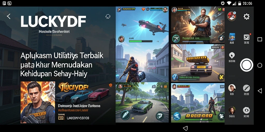 Tampilan utama LUCKYDF dengan fitur-fitur utilitasnya yang menarik.