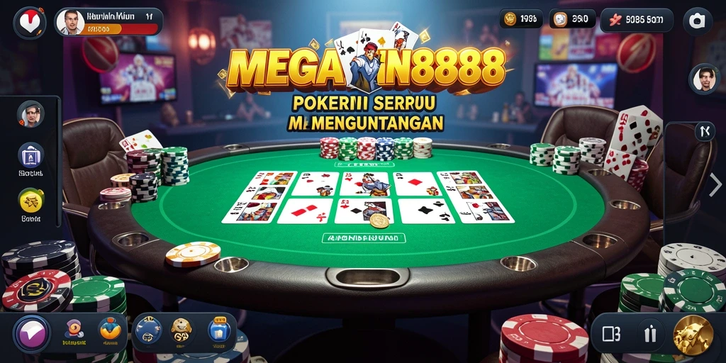 Gameplay seru poker di MEGAWIN888 dengan berbagai pilihan meja.