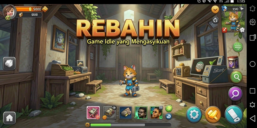 Screenshot menampilkan gameplay santai karakter dalam REBAHIN.