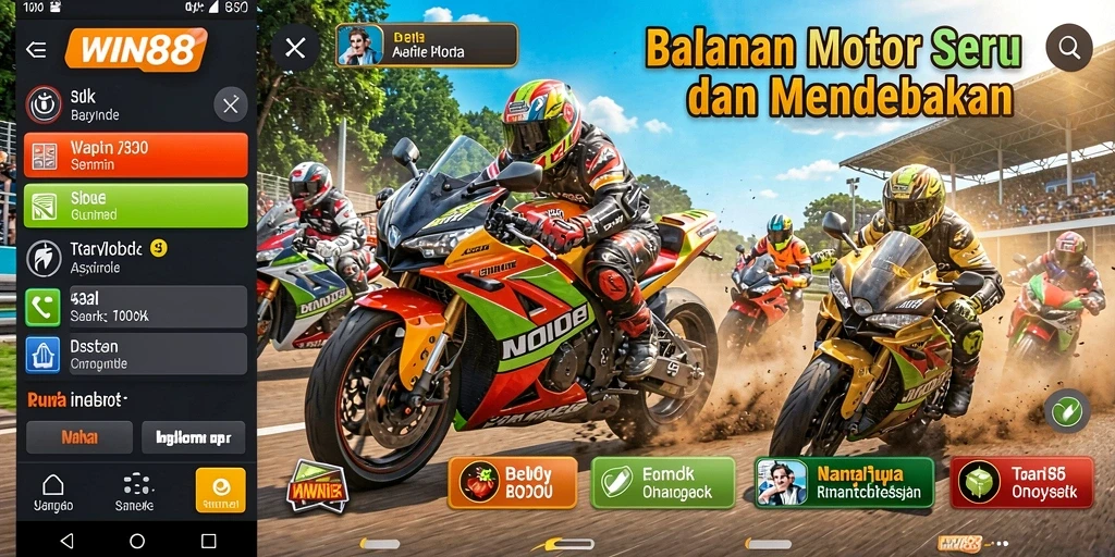 Screenshot gameplay WIN88 menampilkan aksi balapan motor yang mendebarkan.